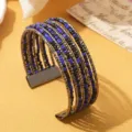 Bohemian meerlaagse kralen armband gemengde kleuren metalen ketting stijlvolle sieraden - Tweekleurig 11 / Gunmetal