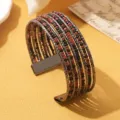 Boheemse meerlaagse kraalmanchetarmband met kleurrijke zaadkraaltjes voor dames mode sieraden. - Tweekleurig 13 / Gunmetal