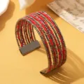 Boho meertraps kralen cuff armband, gemengde kleur rocailles kralen met magneetsluiting. - Tweekleurig 16 / Gunmetal