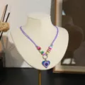 Kinderen handgemaakte polymeer klei hart ketting verstelbare sieraden detail weergave. - Gradiënt Bloemen Hart (Stijl 1)