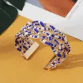 Boheemse stijl kraal open manchet armband goud blauw wit etnische sieraden vrouwen - Goud Blauw & Groen
