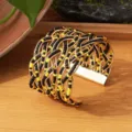 Handgemaakte geweven kraal brede manchet armband, verstelbare retro goudkleurige sieraden. - Gouden rand - tweekleurig 10