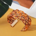 Boheemse kraal kruis open manchet armband etnische mode gouden sieraden voor dames dagelijks - Goud Oranje Bruin