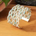 Handgemaakte gelaagde kralen manchet armband boho brede open metalen dames sieraden - Gouden frame - tweekleurig 12