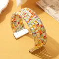 Kleurrijke kraal meervoudige manchet armband Boheemse stijl verstelbare mode sieraden - Veelkleurig 1 / Zilver