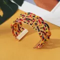 Boheemse multi-color kralen brede manchetarmband, gevlochten goudraad etnische mode sieraden stijl - Goud Zwart Rood Geel