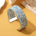 Boheemse meerlagige kralenarmband voor dames, modieuze polssieraad met blauwe kleurenmix. - Tweekleurig 11 / Zilver