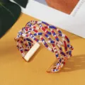 Boheemse kralen kruis open manchet armband rood wit blauw stijlvolle sieraden - Goud Rood Wit Blauw