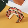 Boheemse kraal open manchet armband voor vrouwen, stijlvolle etnische metalen armbanden sieraden. - Goud Rood Wit Zwart