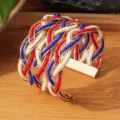 Handgemaakte meerlaagse kralen brede manchet armband, gouden open sieraad bangle. - Gouden frame - driekleurig 4
