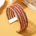 Boho Meerlaagse Kralen Armband Gemengde Kleur Glas Kralen Zilveren Metalen Sieraden - Tweekleurig 6 / Zilver