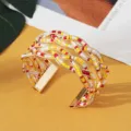 Boheemse meerkleurige kralen gevlochten open manchet armband gouden mode sieraden - Goud Rood Wit Geel