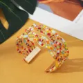 Boheemse kleurrijke kralen gevlochten open manchet armband, stijlvolle etnische sieraden. - Goud Meerkleurig Een