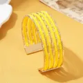 Boheemse meerlagige gele kralen manchet armband, stijlvolle metalen open armband. - Effen Kleur 4 / Goud