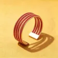 Meerlaagse rode zaadkralen manchet armband in boheemse stijl gouden metaal variant - Effen Kleur 8 / Goud