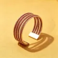 Meerdraags kraal kralenarmband, bohemien stijl gekleurde armband met gouden metalen ketting. - Effen kleur 9 / Goud