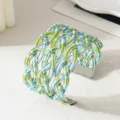 Handgemaakte gelaagde kraal brede manchet armband, vintage verstelbare sieraden. - Witgouden frame - tweekleurig 1