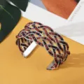 Boho kralen kruis open manchet armband in zilverkleurig met rode en zwarte kralen sieraden. - Zilver Rood Zwart
