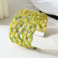 Handgemaakte meerlaagse kralen brede manchet armband, vintage zilveren draad open armband voor dames - Witgouden frame - tweekleurig 3