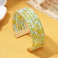 Kleurrijke kralen multi layer manchet armband boho stijl goud metaal open bangle - Tweekleurig 5 / Goud