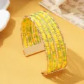 Bohemian multi-layer kraal manchet armband, gemengd geel groen verstelbare armband. - Tweekleurig 6 / Goud