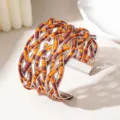 Geweven kraal brede manchet armband, handgemaakte meerlaagse metaaldraad open bangle sieraden. - Witgouden frame - tweekleurig 5