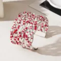 Boho handgemaakte meerlaagse kralen brede open manchet armband in rood en wit retro stijl - Witgouden frame - tweekleurig 6
