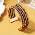 Stijlvolle meerdere lagen kralen manchet armband in goud, zwarte en rode kralen boho - Tweekleurig 7 / Goud