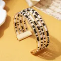 Multi-laags zwart-witte kralen gouden manchet armband boheemse stijl verstelbare sieraden - Tweekleurig 8 / Goud