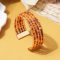 Meerdere lagen kralen manchet armband bohemian stijl goudkleurig oranje bruine kralen sieraden - Tweekleurig 9 / Goud