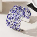 Handgemaakt Kralen Brede Manchet Armband Meerdere Lagen Zilverkleurig Geweven Sieraden - Witgouden frame - tweekleurig 9