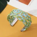 Boheemse rocailles kraal brede manchet armband groen blauwe variant mode sieraden - Zilver Blauw Groen