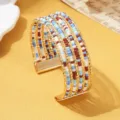 Meerlaagse kraal manchet armband boho stijl gouden metalen mode sieraden voor vrouwen - Meerkleurig / Goud