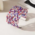 Rood wit blauwe kraal brede manchet armband handgemaakte metalen open bangle voor dames - Witgouden rand - Driekleurig 6