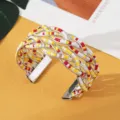 Boheemse zaadkraal kruis open manchetarmband, stijlvolle etnische zilveren metaal sieraden. - Zilver Wit Geel Rood