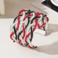 Handgemaakte armband van glaskralen geweven open manchet vintage stijl sieraden - Witgouden rand - Driekleurig 8