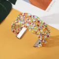 Kleurrijke kralen gevlochten manchet armband boho open metalen sieraad etno stijl - Zilver Meerkleurig Een