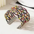 Handgemaakte multi-layer kralen manchet armband verstelbare brede metalen sieraad voor dames - Witgouden frame - driekleurig 10