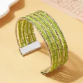 Meerlaagse groene kraal armband, boheemse stijl stijlvolle metalen manchet variant. - Effen Kleur 6 / Zilver