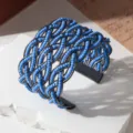 Geweven Kraal Manchet Armband Blauw Meerlaags Handgemaakt Open Retro Sieraden Stijl - Gunmetal zwart frame - één kleur 1