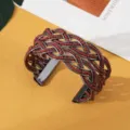 Boheemse rode kralen gekruiste open manchetarmband, unieke etnische stijl mode sieraden. - Zwart en Rood