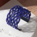 Handgemaakte geweven blauwe rocailles kralen brede manchet armband, retro verstelbare armband. - Gunmetal zwart frame - één kleur 2