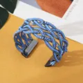 Stijlvolle Boheemse Kralen Crossover Manchet Armband Etnische Stijl Mode Open - Zwart & Blauw