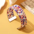 Boheemse meervoudige manchetarmband met kleurrijke kralen mode sieraden voor vrouwen - Driekleurig 5 / Zilver