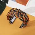 Boheemse zwart oranje kraal geweven manchet armband etnische open metalen armbanden - Zwart Zwart Oranje