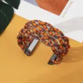Boheemse Kraal Kruis Open Manchet Armband Oranje Bruin Geweven Etnische Sieraden Variant SKU - Zwart Oranje Bruin