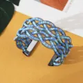 Boheemse kralen cross open manchet armband etnische mode blauwe sieraden voor vrouwen - Zwart Blauw Blauw