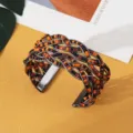Boheemse geweven kralen manchet armband voor dames, stijlvolle open armband met kleurrijke kralen. - Zwart Zwart Oranje Bruin