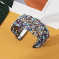 Boheemse Kraal Manchet Armband Meerkleurige Kraaltjes Open Armband Sieraden Cadeau - Zwart Meerkleurig Een