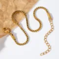 Gold stainless steel 1.2mm box chain necklace for women, stylish titanium steel accessory. - Bracelet / Width 1.2-17+5 Adjustable Chain / Gold